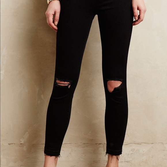 J Brand High Waisted Distressed Black Jeans - Picture 2 of 10